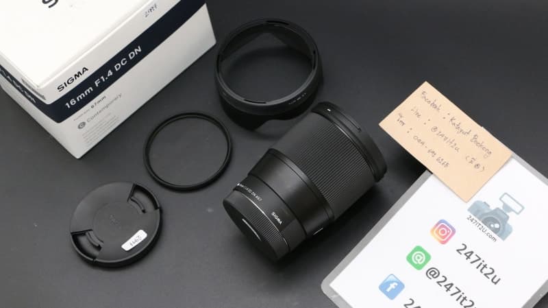 SIGMA 16 F1.4 DC DN สำหรับ EF-M (M10 M100 M200 M50 M3 M5 M6) กล้องมือสอง - 247IT2U